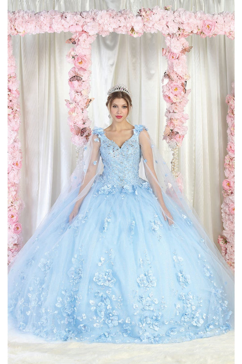 Layla K LK199 Mesh Cape Sleeves Quincecanera Gown