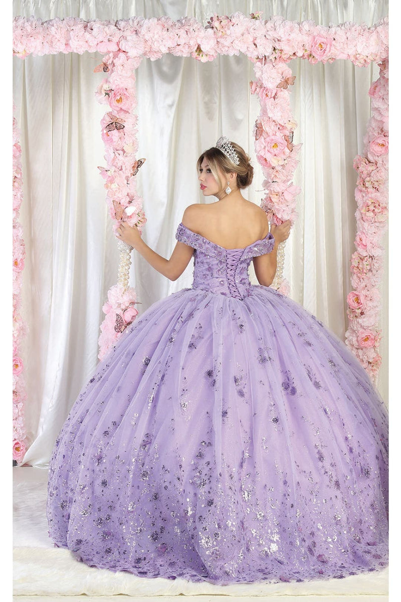 Quinceanera Dress Ball Gown W/ Cape 3D Floral Mesh by Layla K LK202
