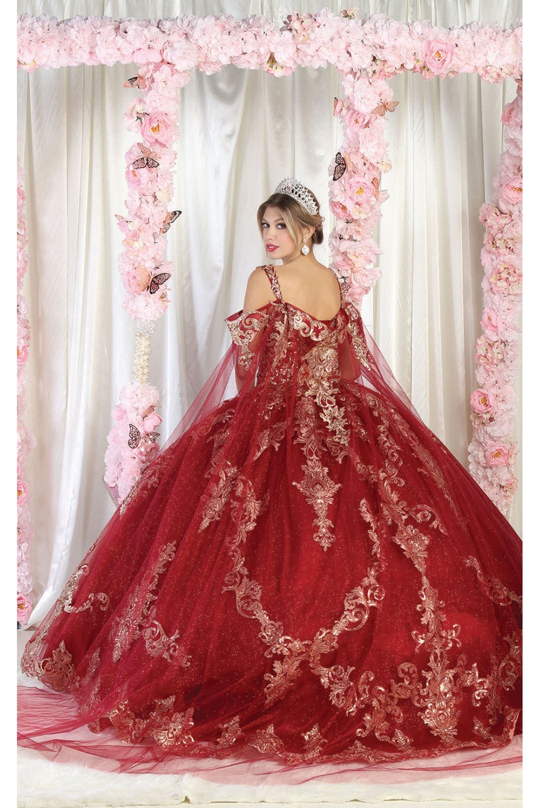 Layla K LK210 Quinceanera Gown with Cape Sleeve