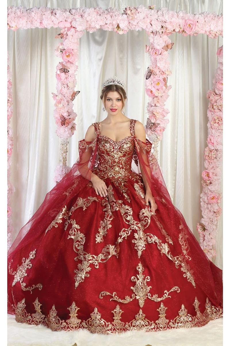 Layla K LK210 Quinceanera Gown with Cape Sleeve