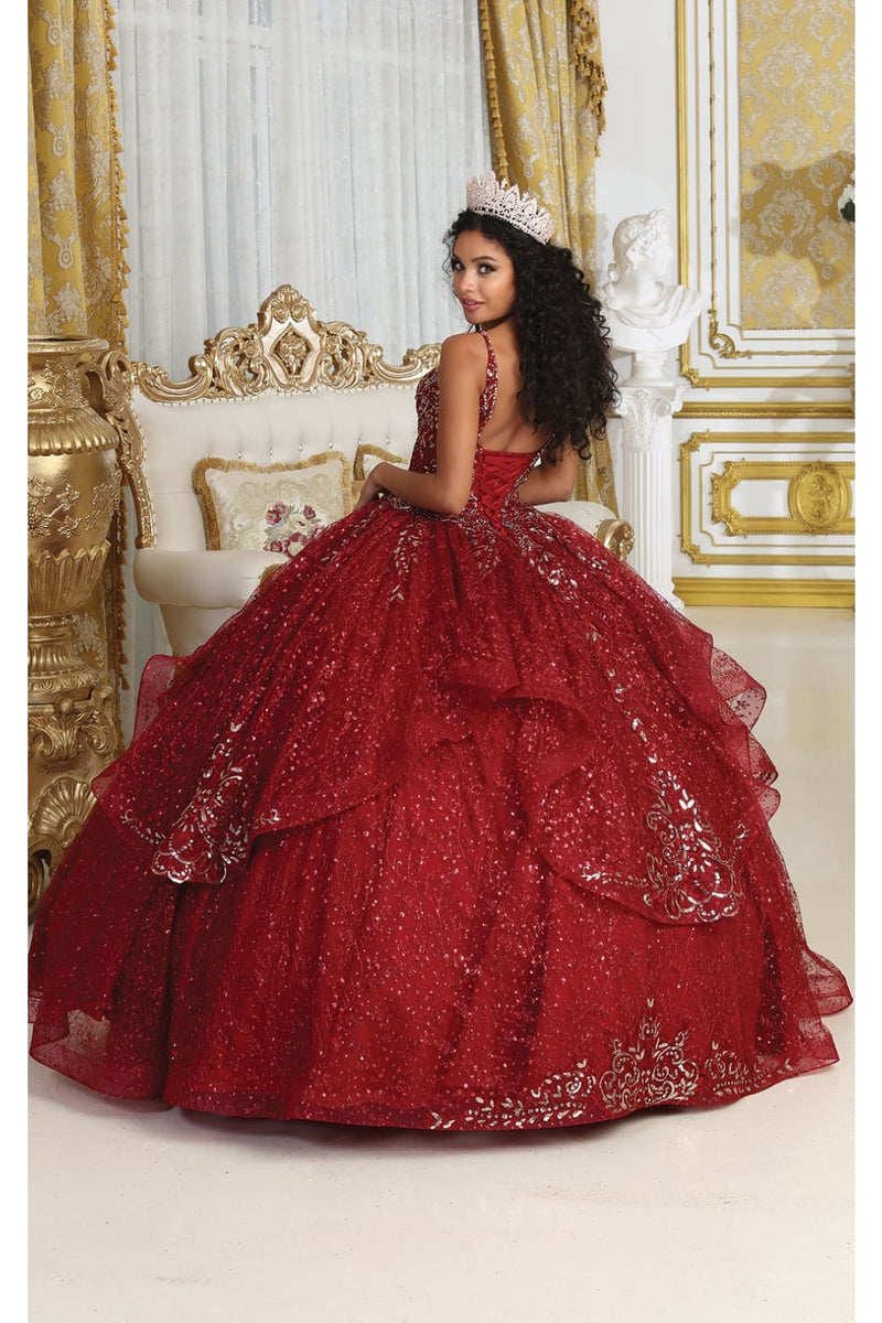 Layla K LK218 Detachable Cape Sleeves Glitter Corset Quinceanera Ball Gown