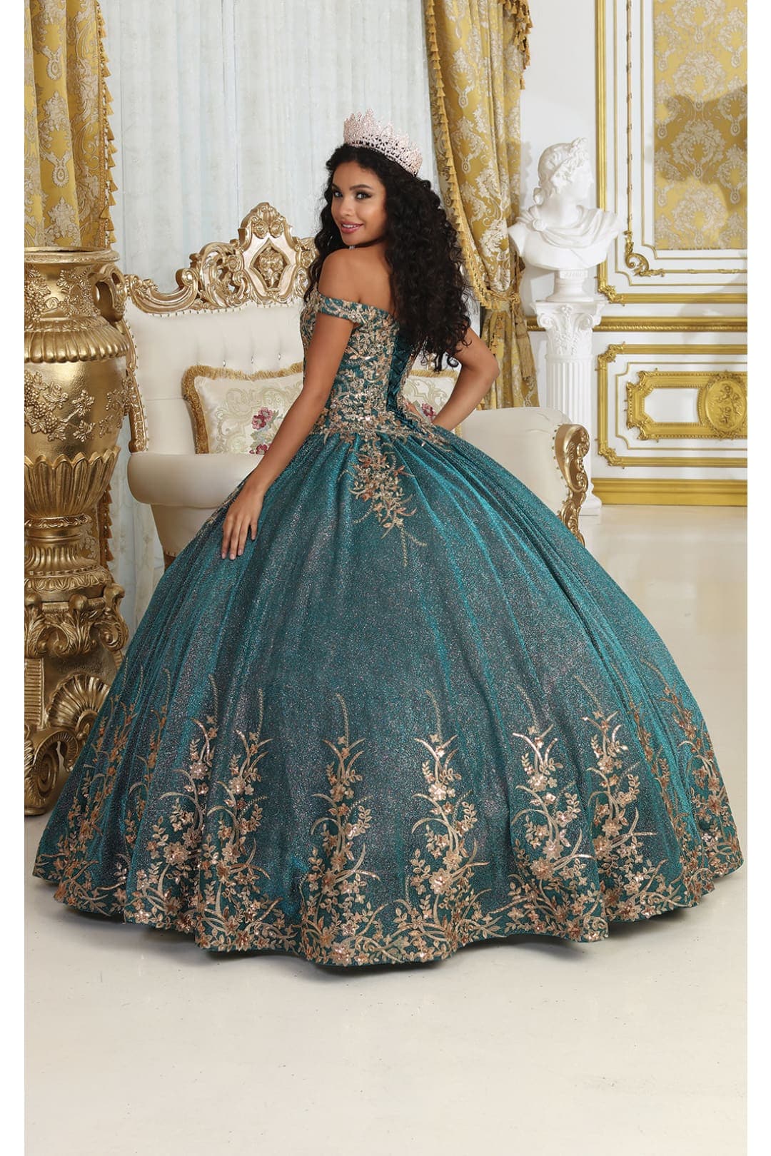Layla K LK220 Off Shoulder Sparkling Lace Up Quinceanera Ball Gown