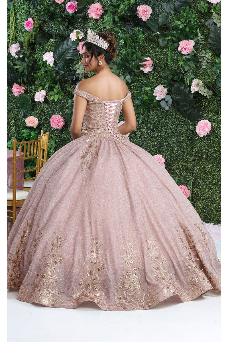 Layla K LK220 Off Shoulder Sparkling Lace Up Quinceanera Ball Gown