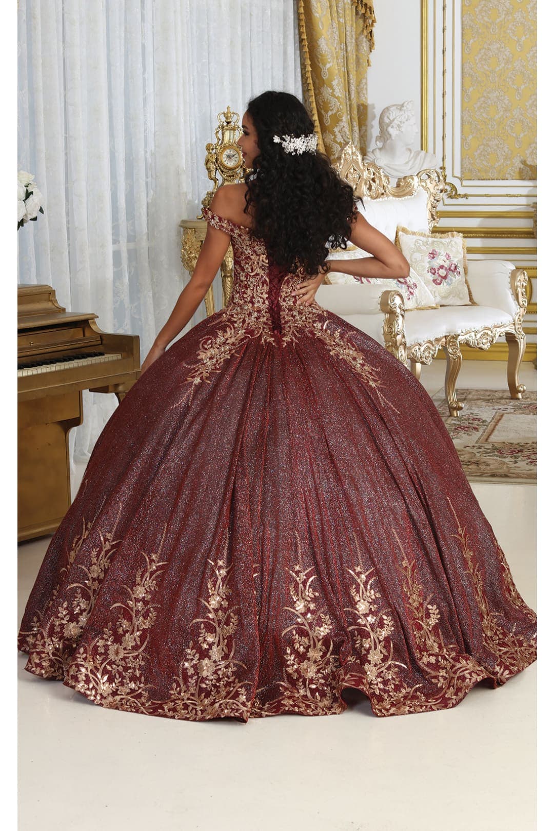Layla K LK220 Off Shoulder Sparkling Lace Up Quinceanera Ball Gown