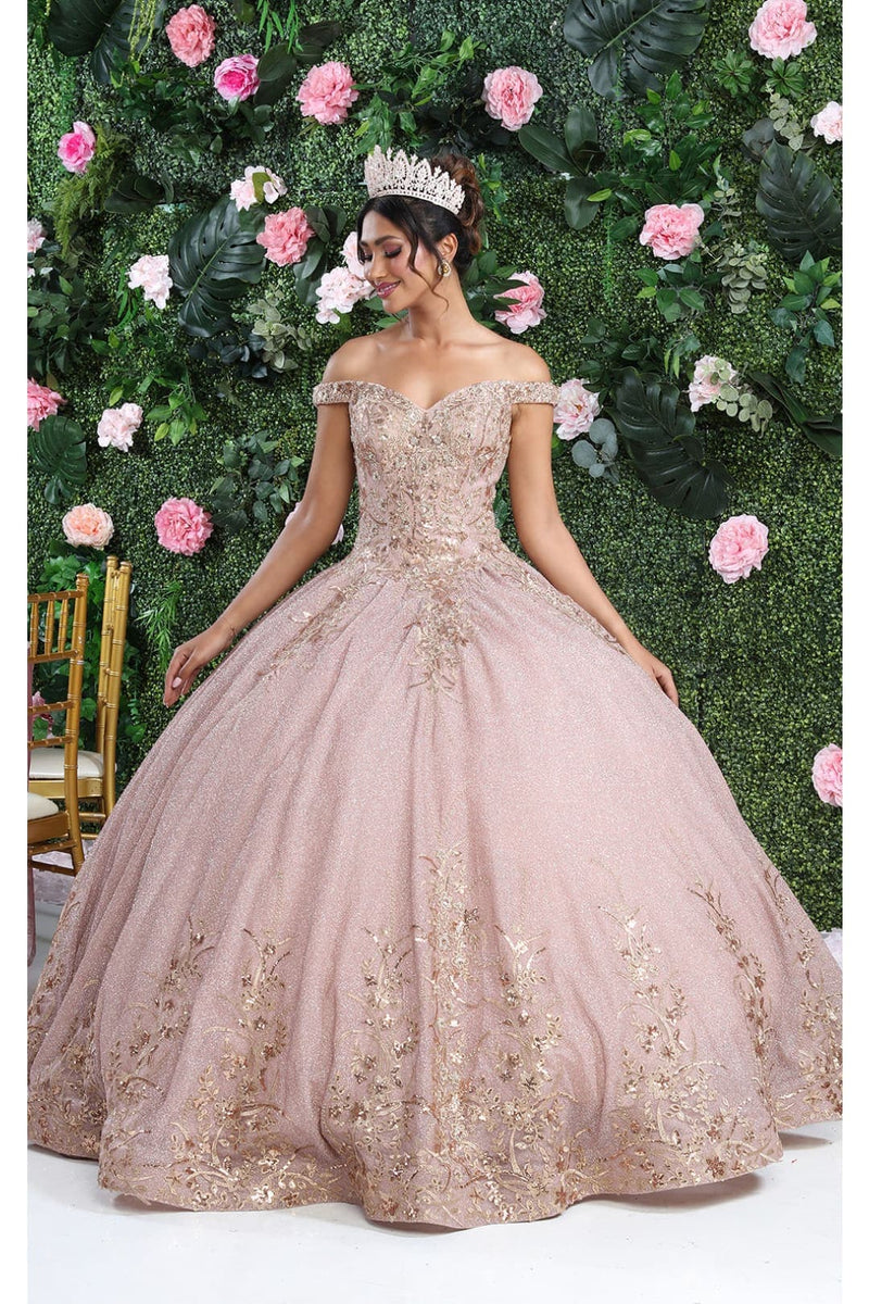 Layla K LK220 Off Shoulder Sparkling Lace Up Quinceanera Ball Gown
