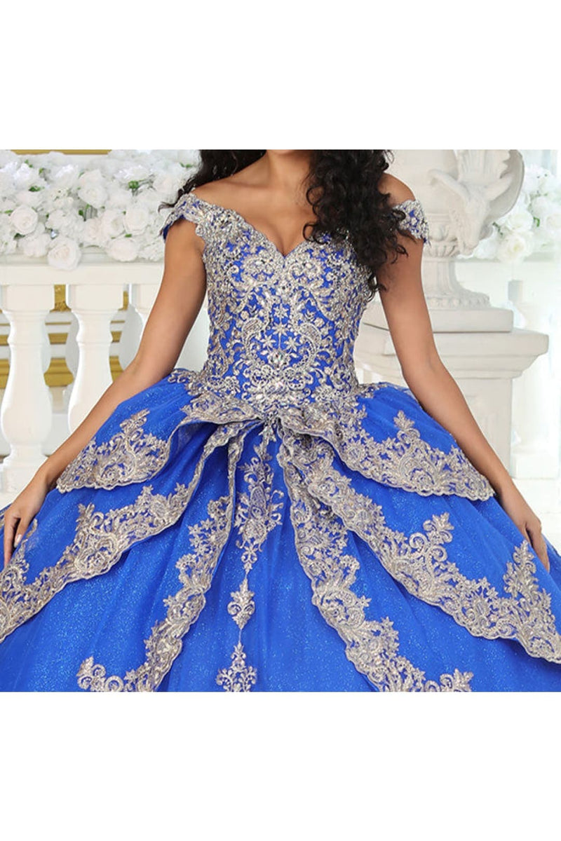 Layla K LK234 Glitter Mesh Embroidered Off Shoulder Ball Gown