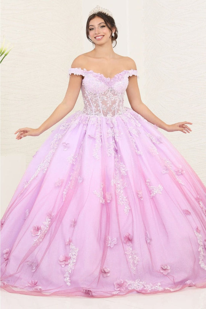 Layla K LK254 Off-Shoulder Glitter Embellished Lilac Quince Ball Gown