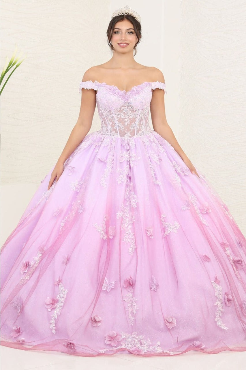 Layla K LK254 Off-Shoulder Glitter Embellished Lilac Quince Ball Gown