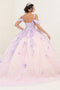 LK257 Sheer Corset Bodice Lilac/Blush Embellished Quince Gown
