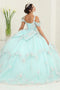 Layla K LK258 V-neck Mint Floral Masquerade Ball Gown