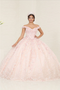 LK259 Off-Shoulder Glitter Corset Blush Masquerade Ball Gown