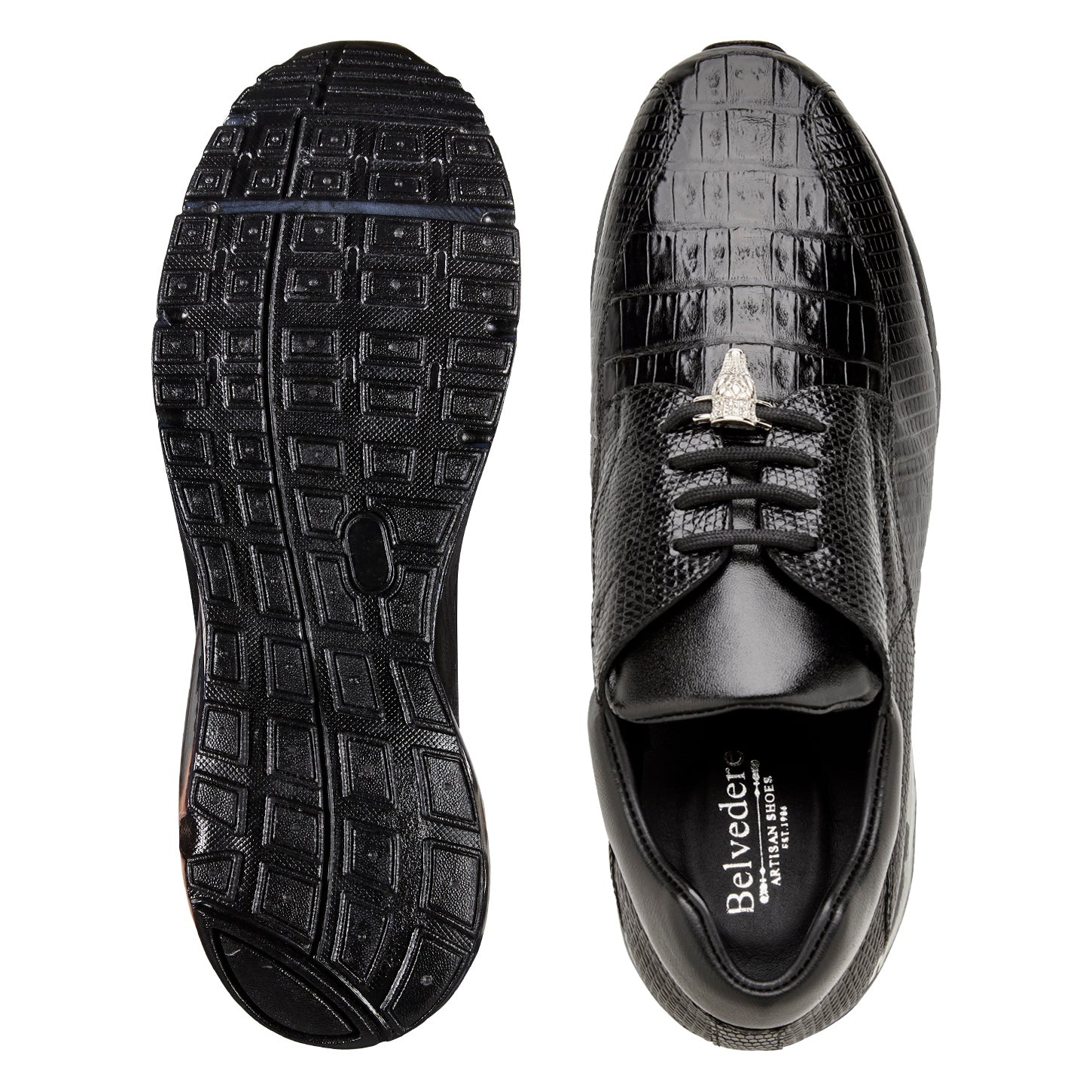 Belvedere Lazaro - Black Genuine Crocodile Leather Shoes