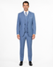 Mens 2 Button Slim Fit Wool Suit With Double Breasted Vest in Steel Blue