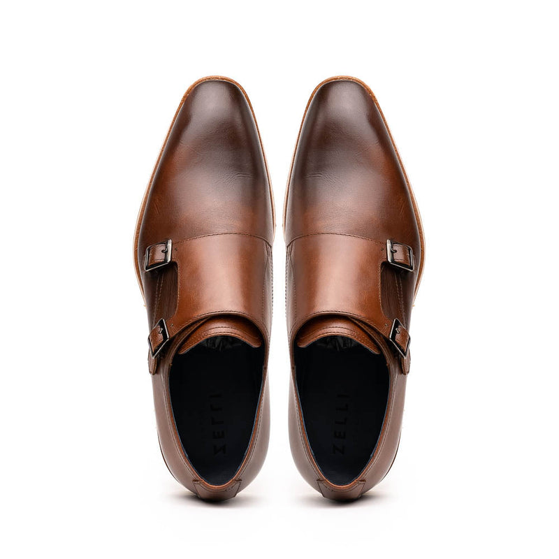 Zelli Legerra Calfskin Double Monkstrap Shoes Brown (55-103-BRN)
