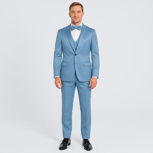 Light Blue Satin Tuxedo Set â€“ 4-Piece Formal Look for Weddings & Proms