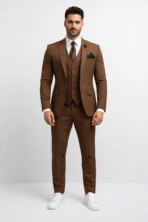 Light Brown Wedding Suit - Brown Groom Suit