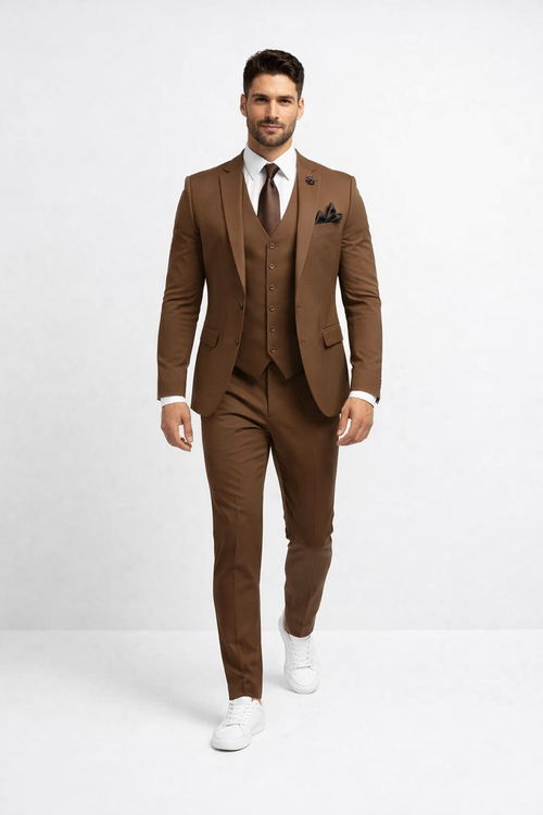 Light Brown Wedding Suit - Brown Groom Suit