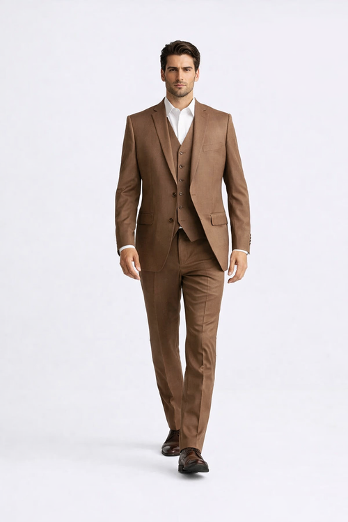 Light Brown Wedding Suit - Brown Groom Suit