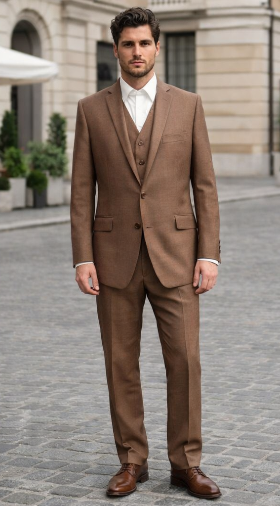 Light Brown Wedding Suit - Brown Groom Suit