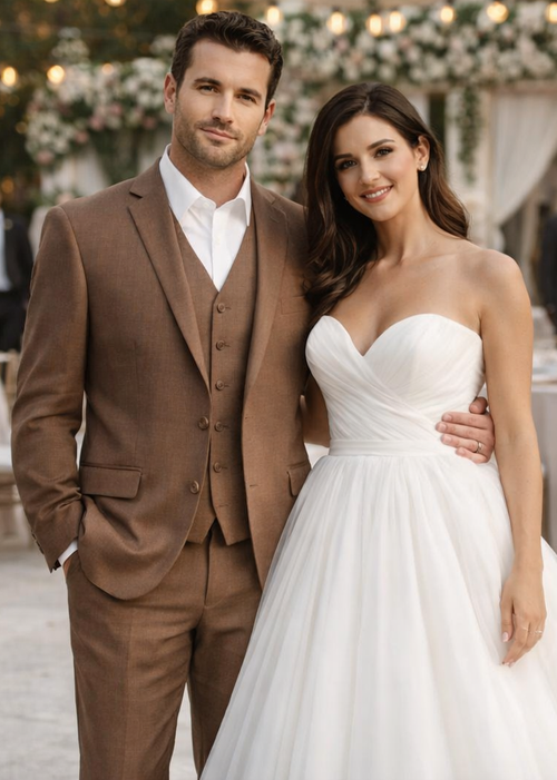 Light Brown Wedding Suit - Brown Groom Suit