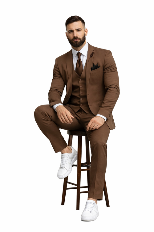 Light Brown Wedding Suit - Brown Groom Suit