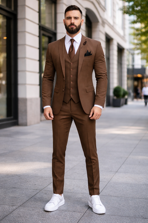 Light Brown Wedding Suit - Brown Groom Suit