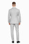 Men’s Light Grey Double Breasted Modern Designer Tailored Fit Wool Suit with Metal Buckle Closure