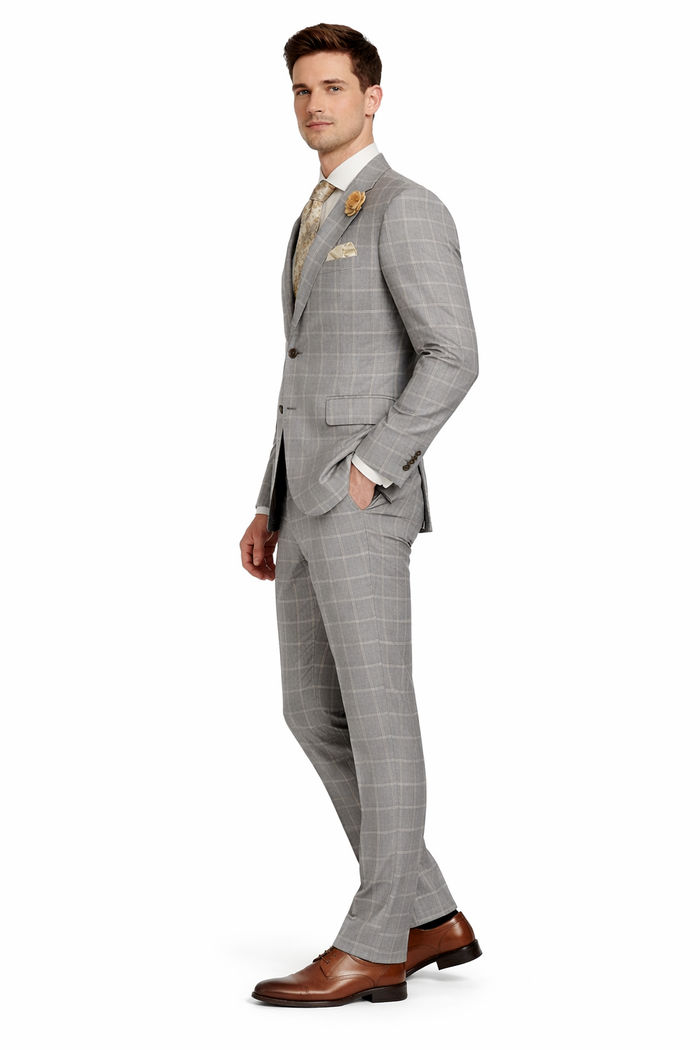Light Grey Plaid Suit - 1920 Vintage Suit