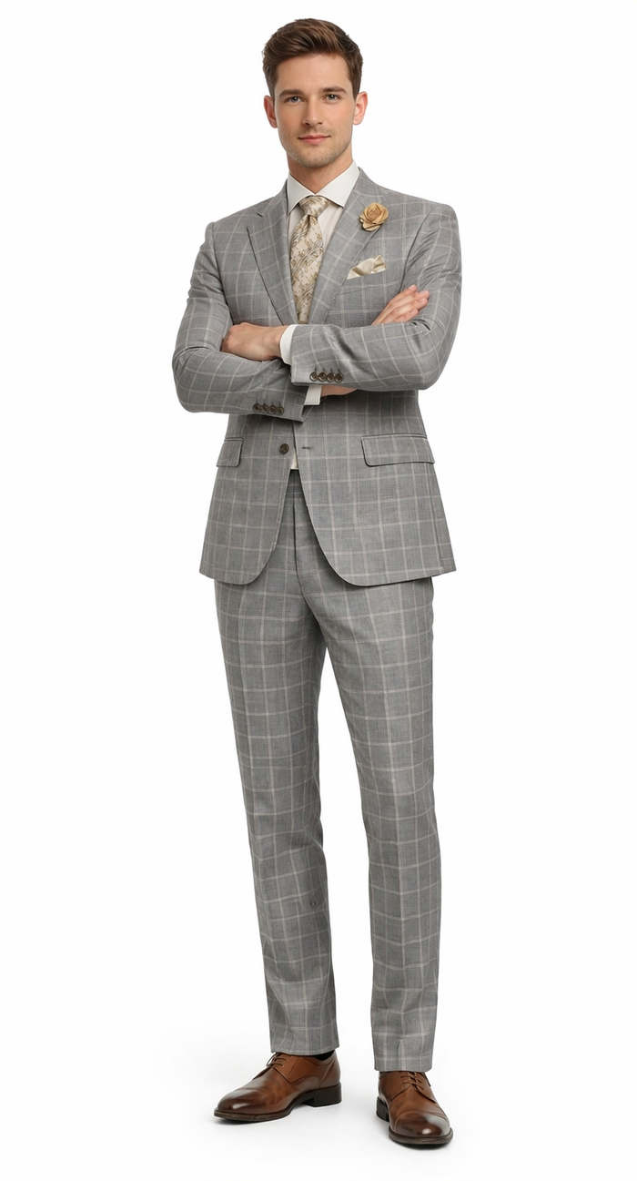 Light Grey Plaid Suit - 1920 Vintage Suit