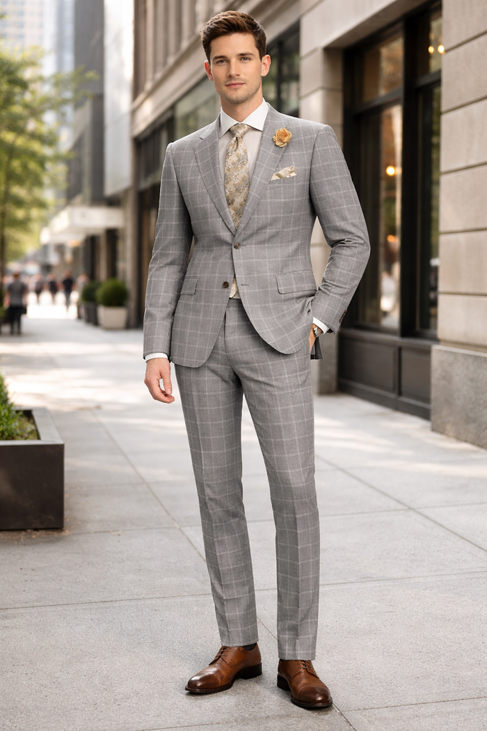 Light Grey Plaid Suit - 1920 Vintage Suit