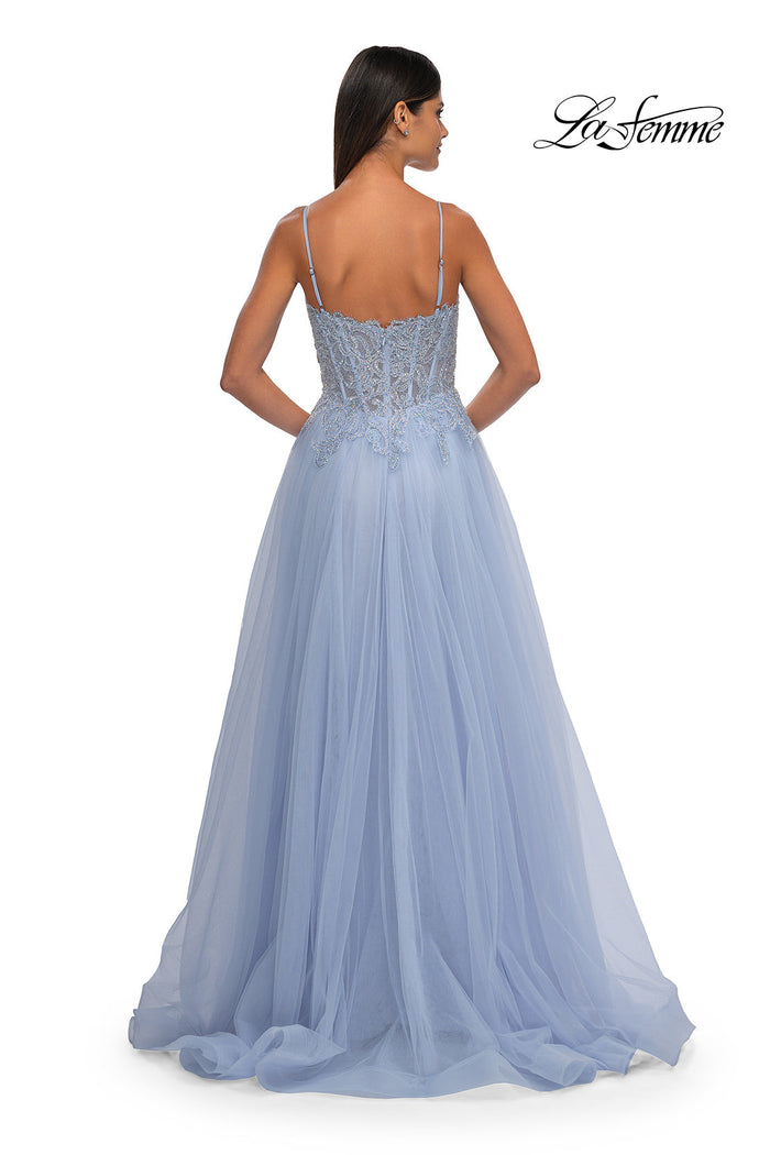 La Femme 32646 Lace Applique Sleeveless Prom Gown