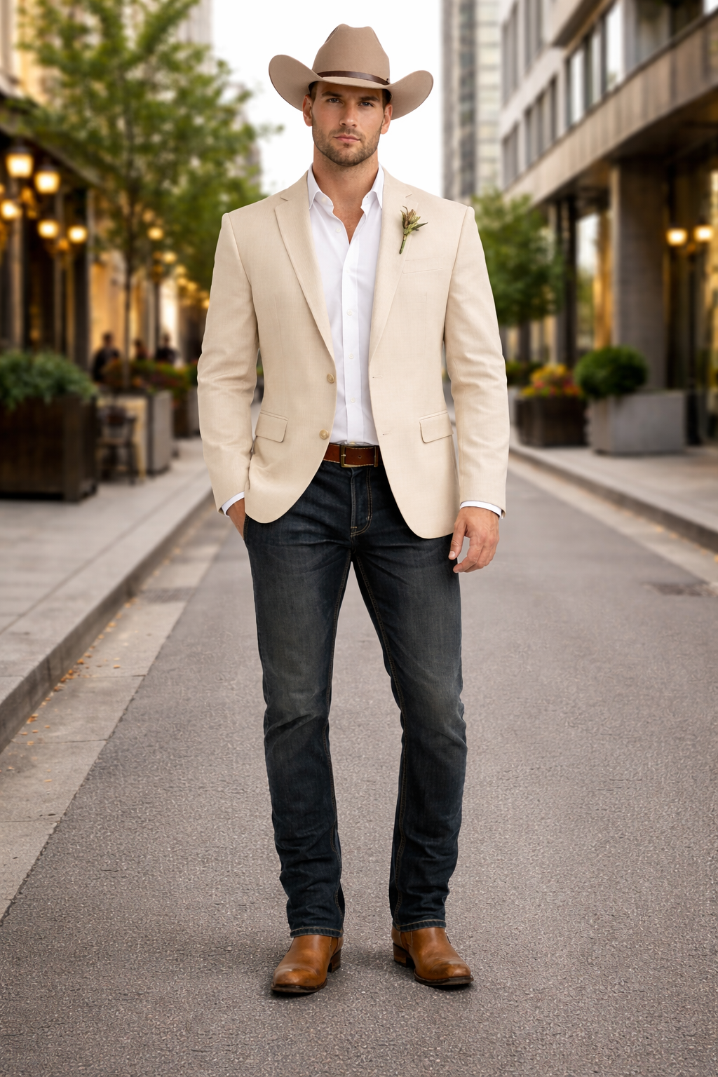 Light Tan Western Blazer - Sand Color