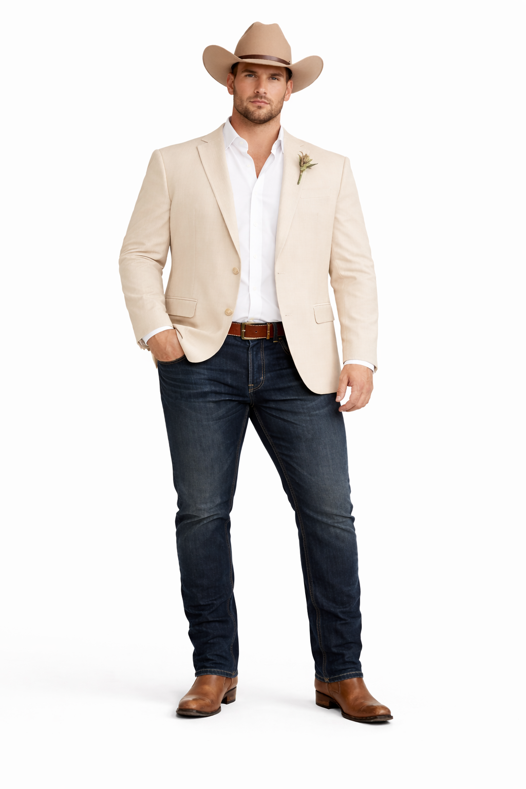 Light Tan Western Blazer - Sand Color