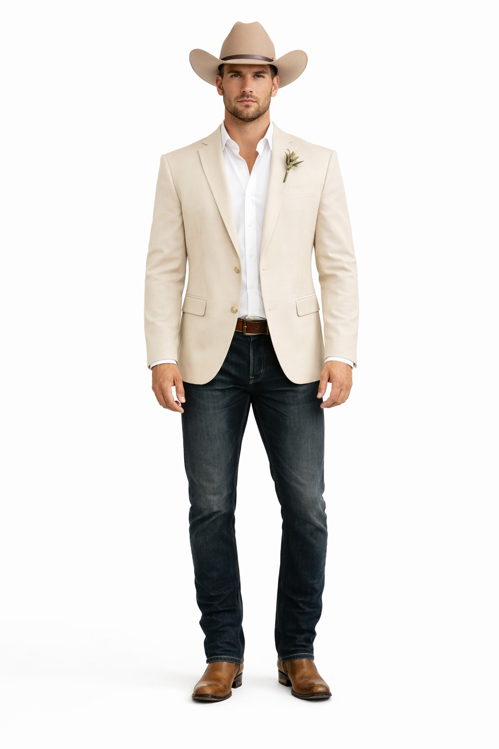 Light Tan Western Blazer - Sand Color