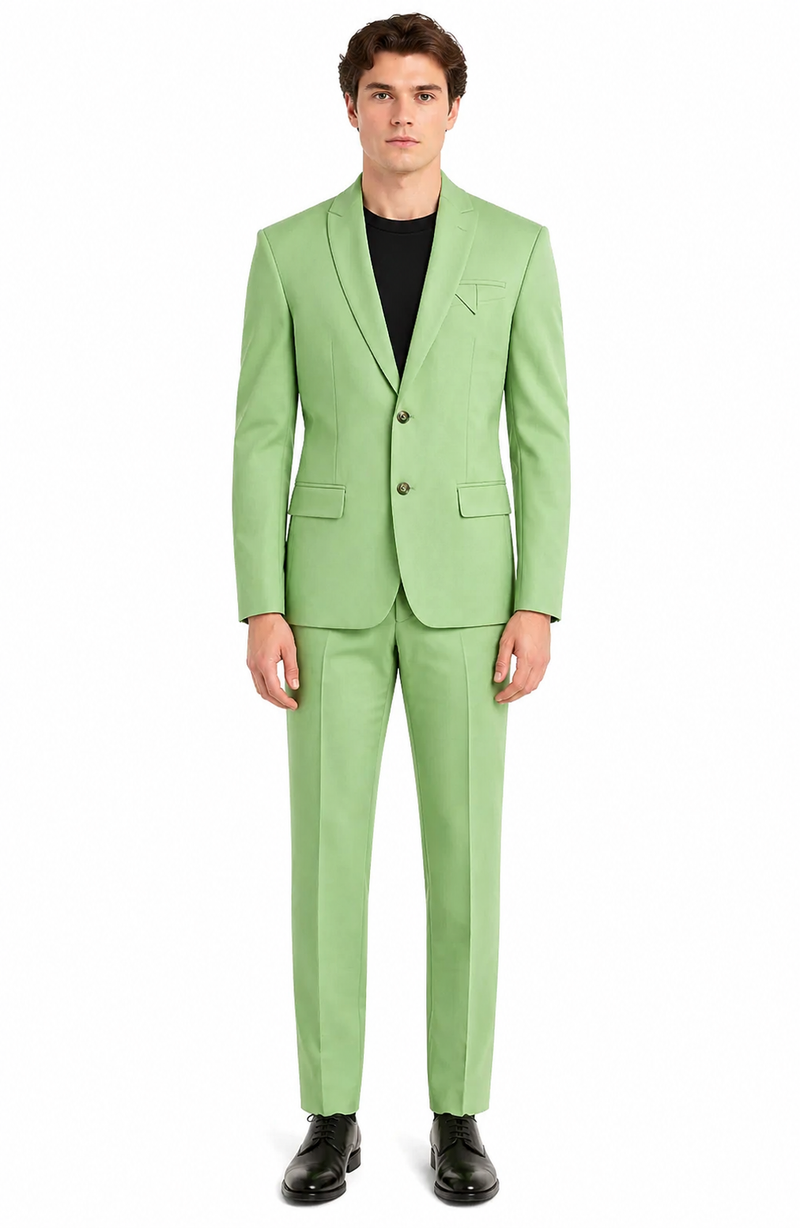 Men's Lime Green Modern Two-button Suit