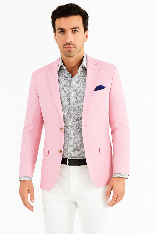 Linen Blazer - Pink Linen Sportcoat