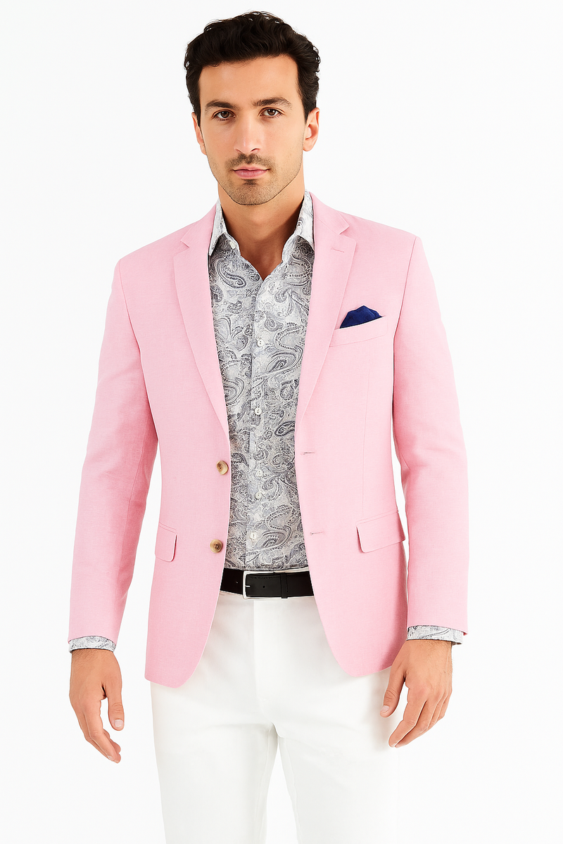 Linen Blazer - Pink Linen Sportcoat
