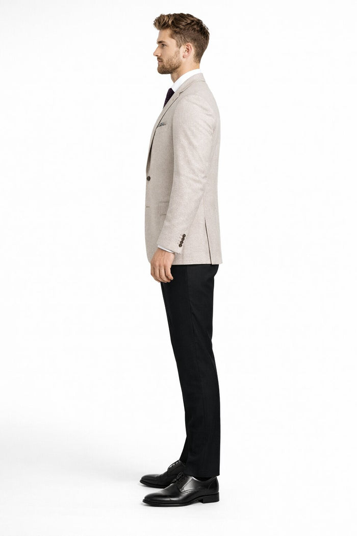 Mens Classic Two Button Linen & Cotton Summer Sport Coat Blazer in Tan Houndstooth