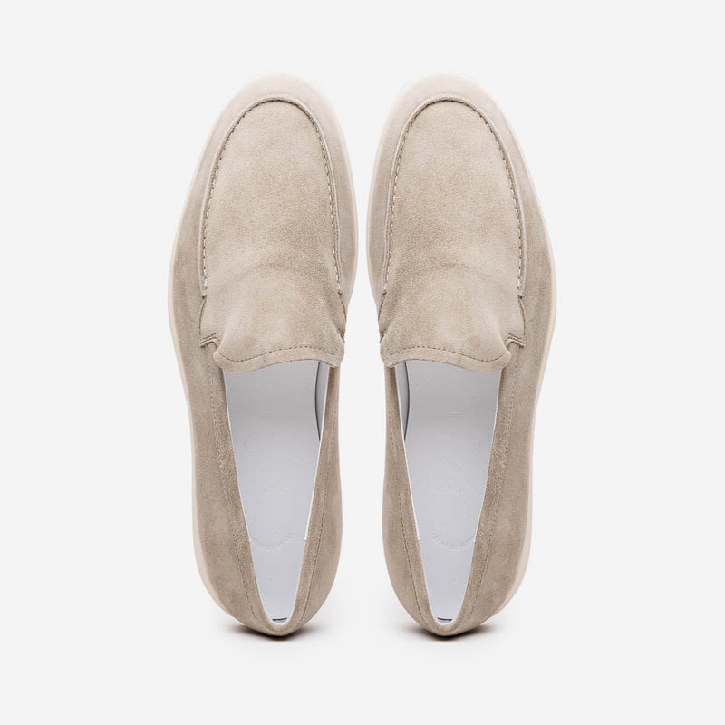 Zelli Livorno Sueded Italian Goatskin Casual Slip-On Loafer in Bone