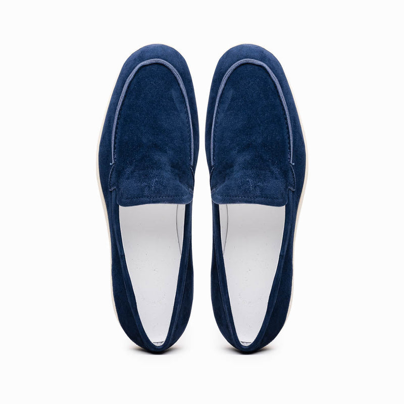 Zelli Livorno Sueded Italian Goatskin Slip-On Loafer in Navy
