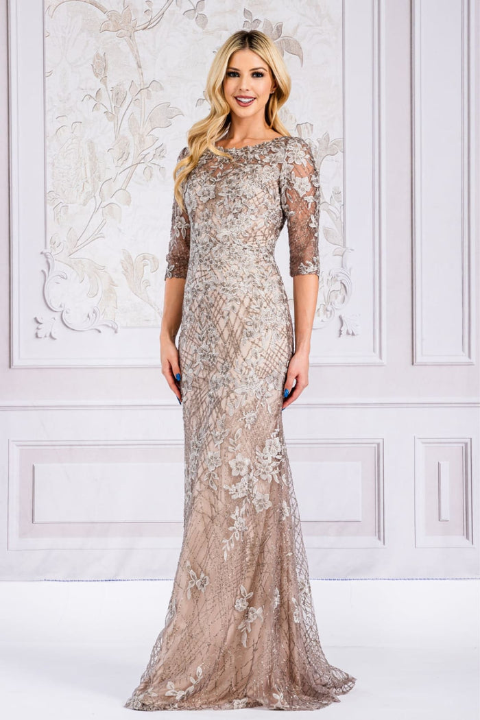 Mother Of The Bride Dress Boat Neck Sheath Gown By Amelia Couture 7045-New Collection