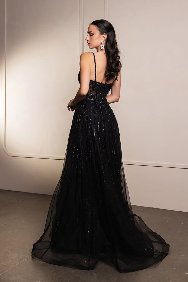 Long Evening Dress V-Neck Sequin A-Line Gown By Royal Queen RQ8143