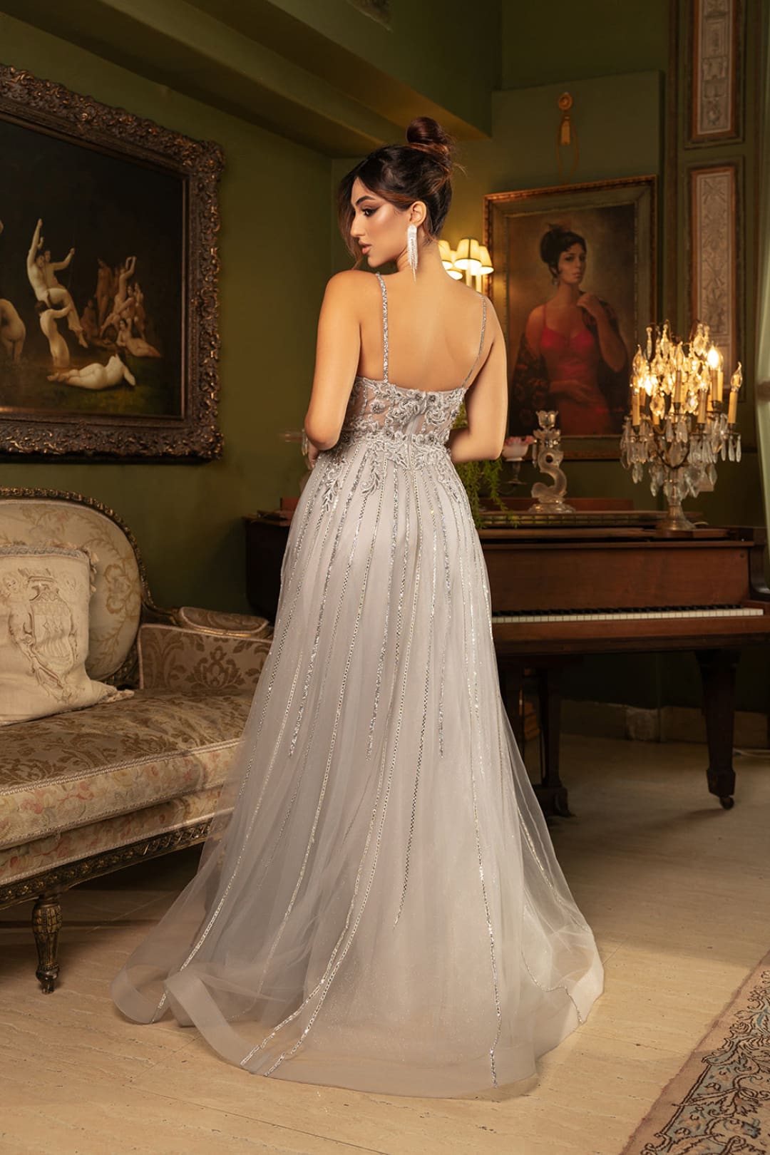 Long Evening Dress V-Neck Sequin A-Line Gown By Royal Queen RQ8143