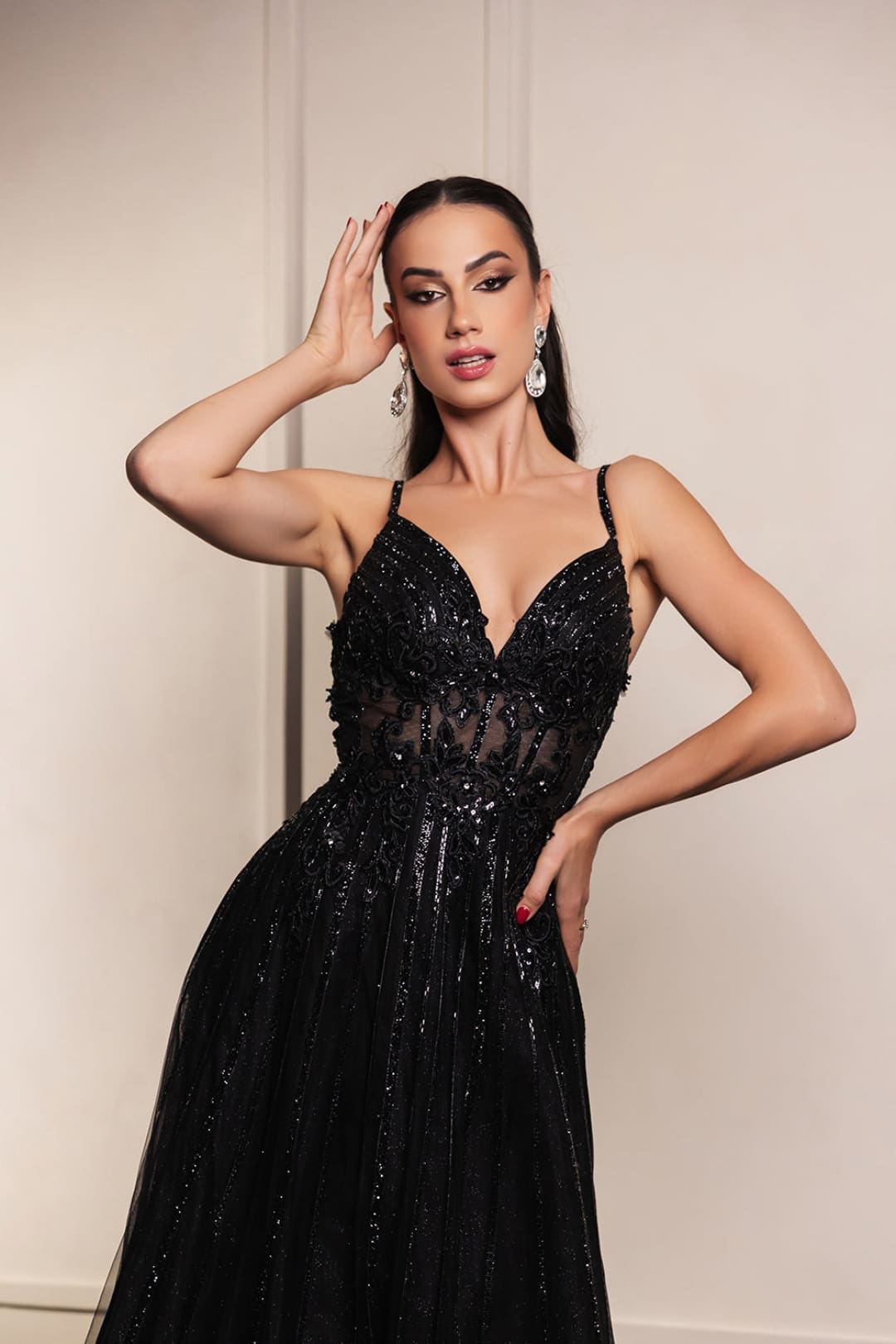Long Evening Dress V-Neck Sequin A-Line Gown By Royal Queen RQ8143