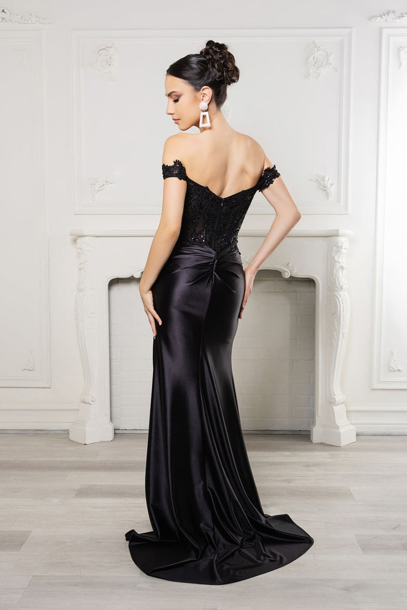 Long Formal Dress Off The Shoulder High Slit Gown By May Queen MQ2157