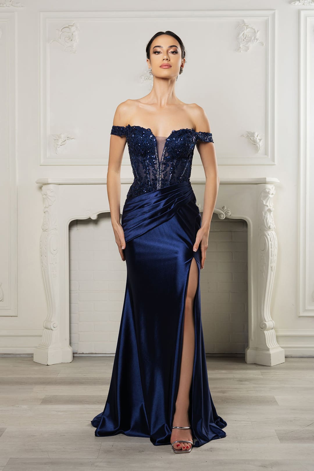 Long Formal Dress Off The Shoulder High Slit Gown By May Queen MQ2157