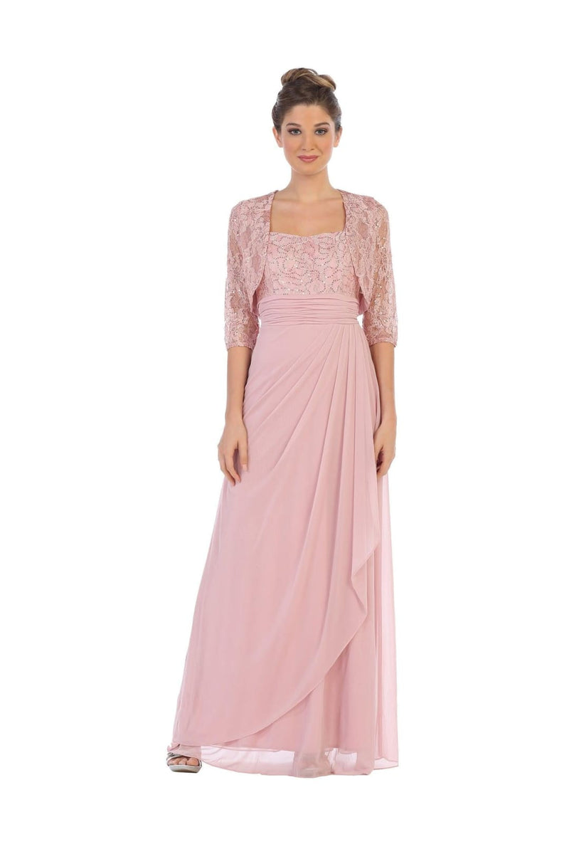 Eva USA 3094 Long Mother Of The Bride Lace Chiffon Jacket Dress