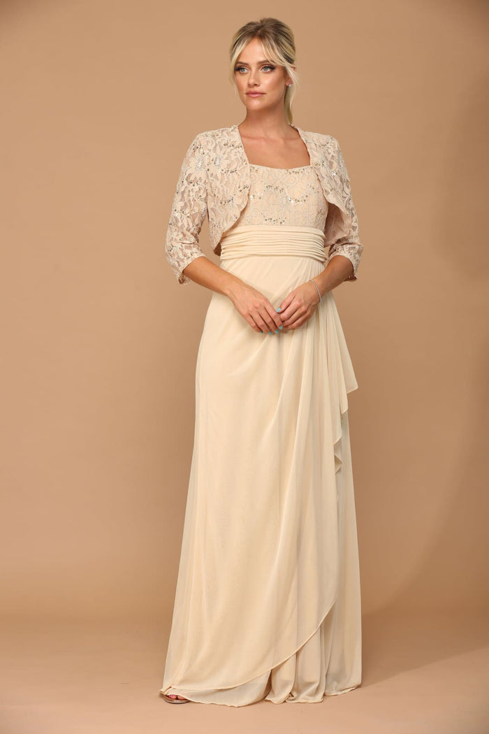 Eva USA 3094 Long Mother Of The Bride Lace Chiffon Jacket Dress
