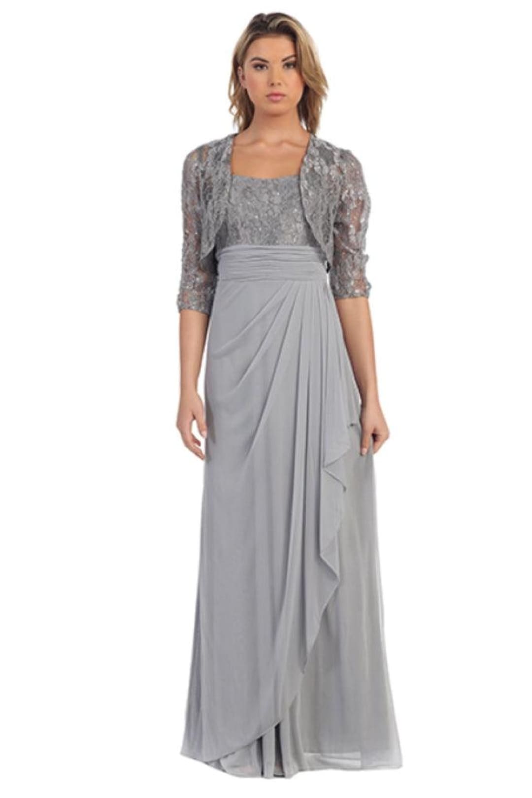 Eva USA 3094 Long Mother Of The Bride Lace Chiffon Jacket Dress
