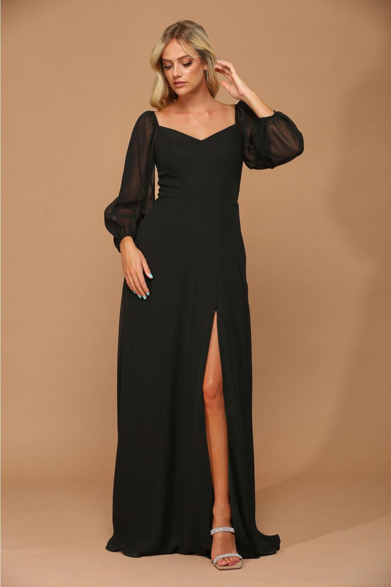 Eva USA 3452 Long Sleeve Formal Chiffon Dress